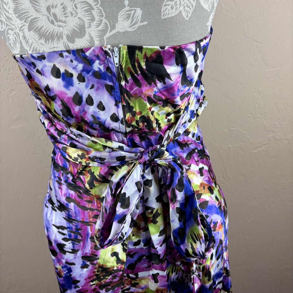 Masquerade Colorful Animal Print Halter Prom Dress Crystal Embellishment Long 6 - Picture 7 of 10